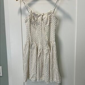 Commense Cream and Black Polka Dot Spaghetti Strap Mini Dress